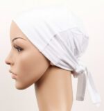 Dikişsiz Bağlamalı Tesettür Bone - Bağlamalı Bandana Beyaz - Görsel 2