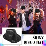 Disko Star Siyah Payetli Fötr Şapka Yetişkin Boy