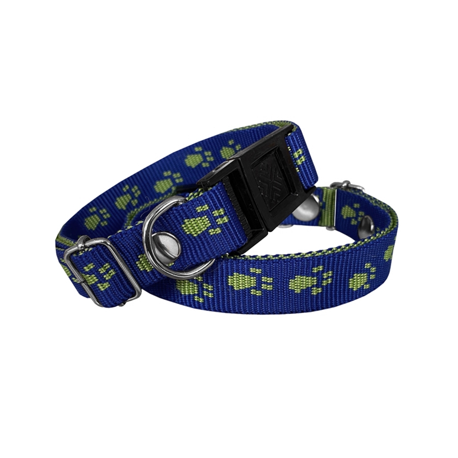 dkmpt-lcvrt-jpg.jpg Köpek Tasması Patili Dokuma 2 cm - Min: 30 cm - Max: 50 cm Lacivert - Görsel 1