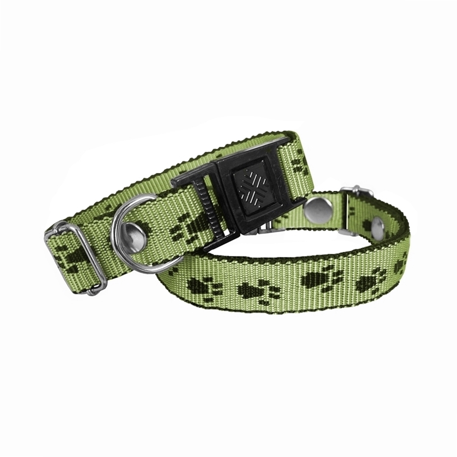 dkmpt-ysl-jpeg.jpeg Köpek Tasması Patili Dokuma 2 cm - Min: 30 cm - Max: 50 cm Yeşil - Görsel 1