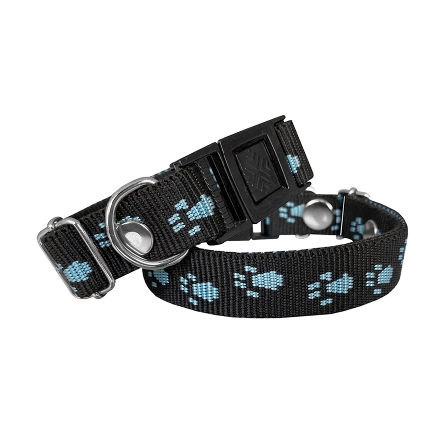 dmkpt-syh-jpg.jpg Köpek Tasması Patili Dokuma 2 cm - Min: 30 cm - Max: 50 cm Siyah - Görsel 1