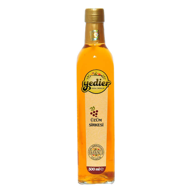 Üzüm Sirkesi 500ML - Yedier Doğal Fermantasyon Katkısız İçilebilir Üzüm Sirkesi Cam Şişe 500 ML - Görsel 1