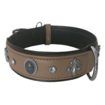 Deri Doğal Taşlı Köpek Boyun Tasması 28-33 cm X-Small Taba - Görsel 3