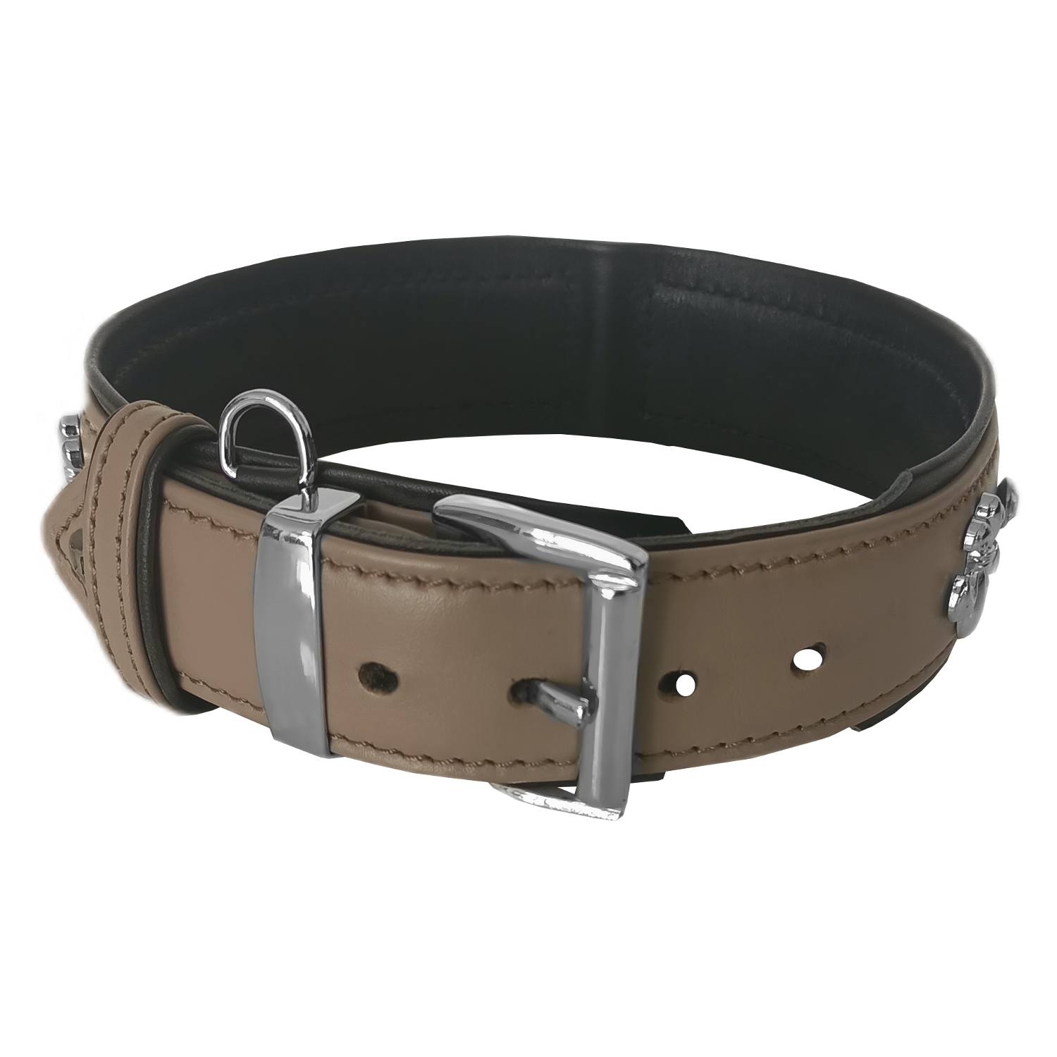 dogal-tasli-taba-5-png.png Deri Doğal Taşlı Köpek Boyun Tasması 28-33 cm X-Small Taba - Görsel 1