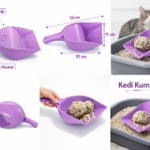 Kapaklı Kedi Kumu Küreği Elekli  Ergonomik Saplı Dalı Plastik Kum Temizleme Küreği 26 cm