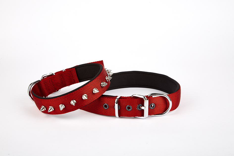 dsbt2512l-redjpg.jpg Çivi Desenli Köpek Tasması 2,5*60 cm Kırmızı - Görsel 1