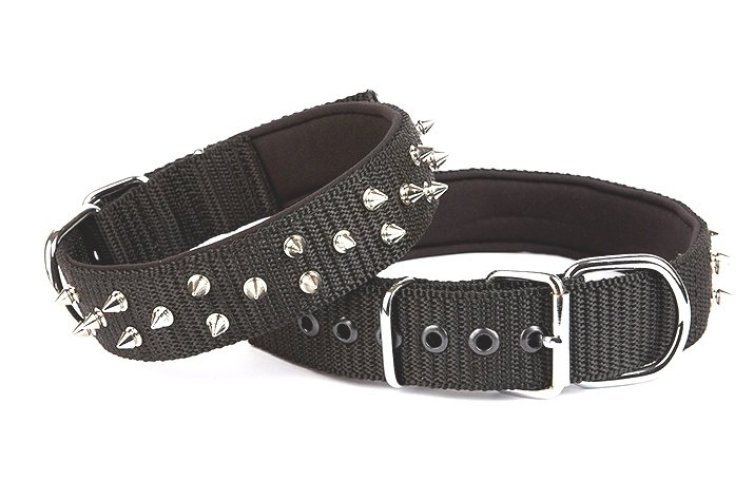 dsbt4012l-black-jpg.jpg El Yapımı Çivili Köpek Boyun Tasması 4x52-60cm Siyah - Görsel 1