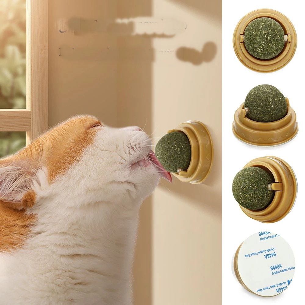 duvara-yap-6087-1.jpg Duvara Yapışan Dönen Kedi Nanesi Cat Oyun Topu Doğal Kedi Oyuncağı - Görsel 1