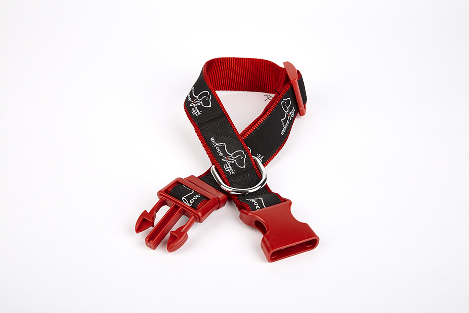 eabt3001-red-jpg6481b.jpg Köpek Desenli Dokuma Köpek Boyun Tasması 3 cm x 36-60 cm Kırmızı - Görsel 1