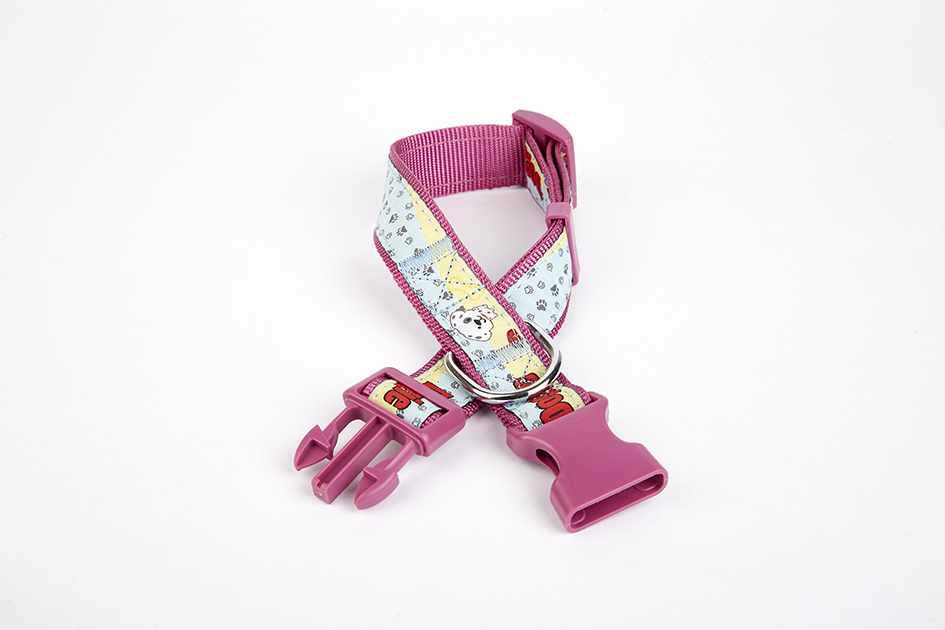eabt3002-purple-jpg.jpg Pati Desenli Dokuma Köpek Boyun Tasması 3 cm x 36-60 cm Mor - Görsel 1