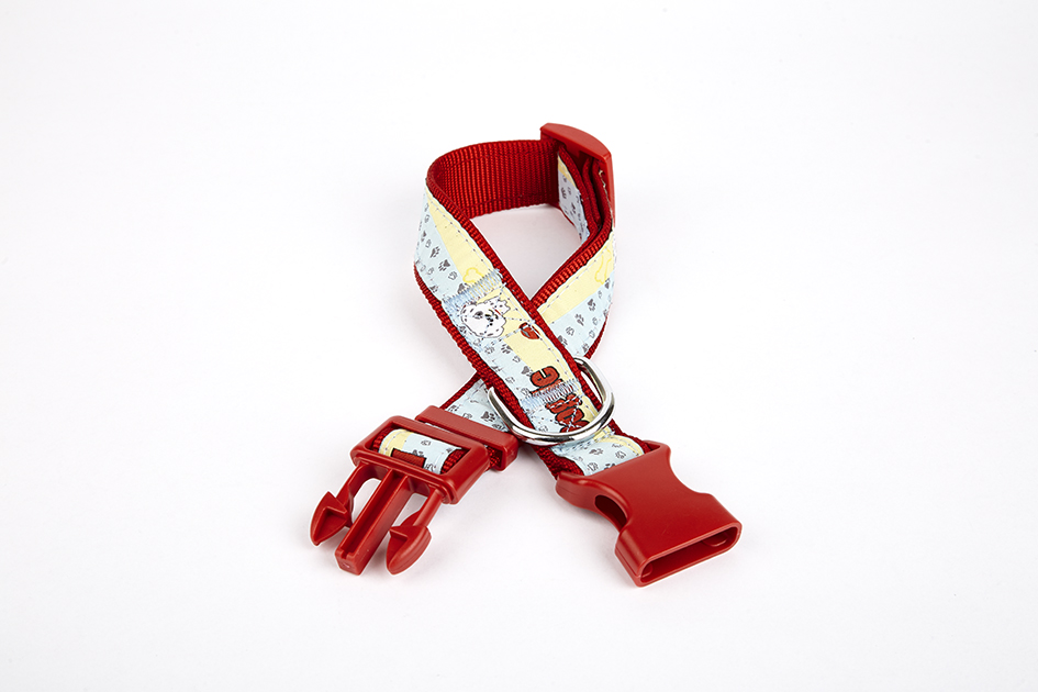 eabt3002-red-jpg6481b.jpg Pati Desenli Dokuma Köpek Boyun Tasması 3 cm x 36-60 cm Kırmızı - Görsel 1
