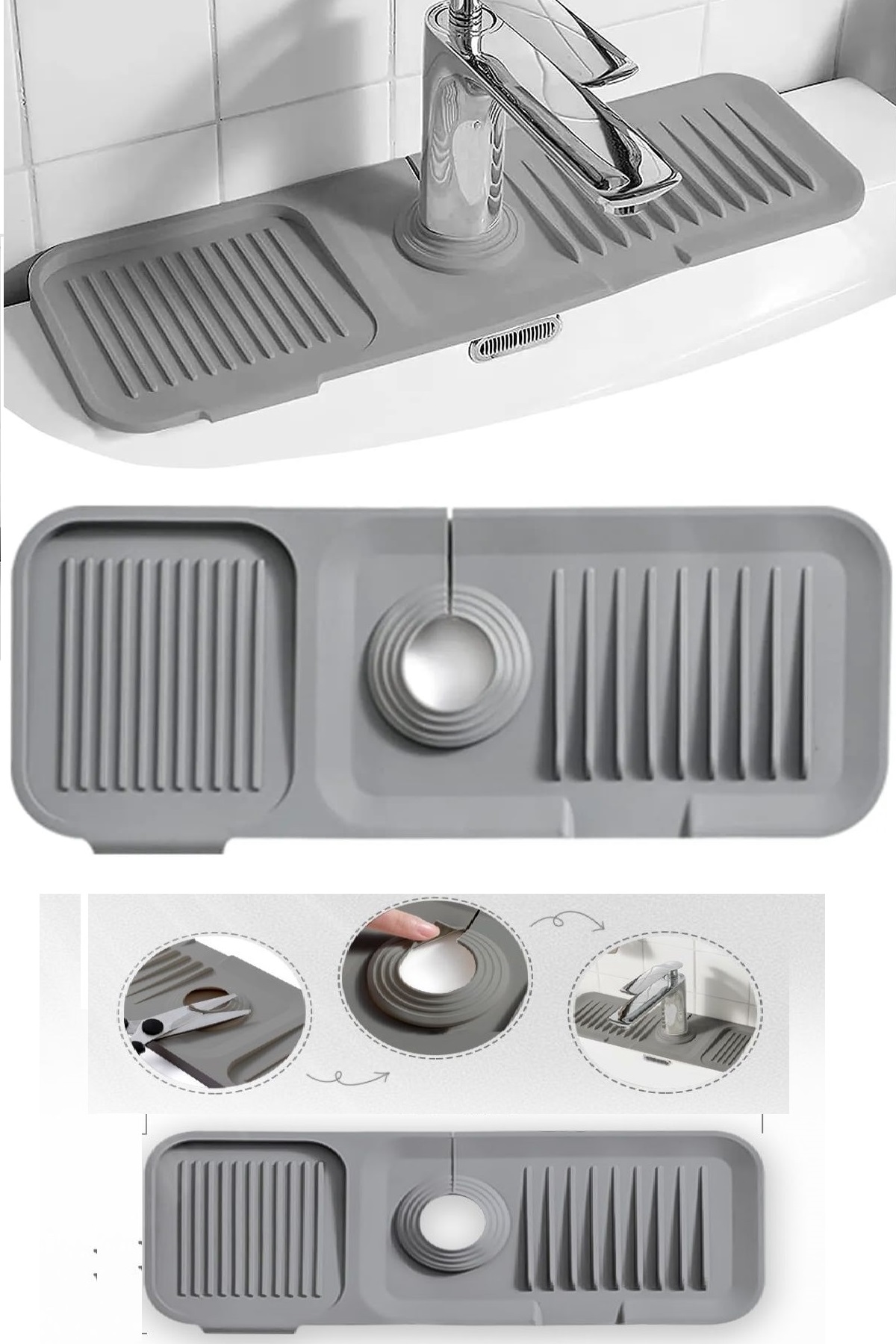 elastik-mu-6243-1.jpg Elastik Mutfak Banyo Musluk Matı Düzenleyici Kaydırmaz Taban Organizer Lavabo Kenar Matı - Görsel 1