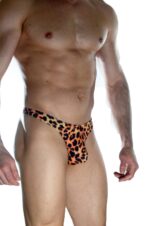 Erkek Arkası Metalli Leopar Tanga Çamaşır - Görsel 4