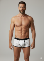 Erkek Beyaz Biyeli File Boxer
