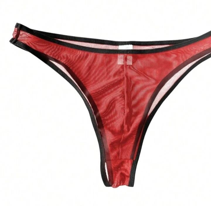 erkek-biyeli-kirmizi-transp-18746-1.jpg Erkek Biyeli Kırmızı Transparan Brazillian Slip - Görsel 1