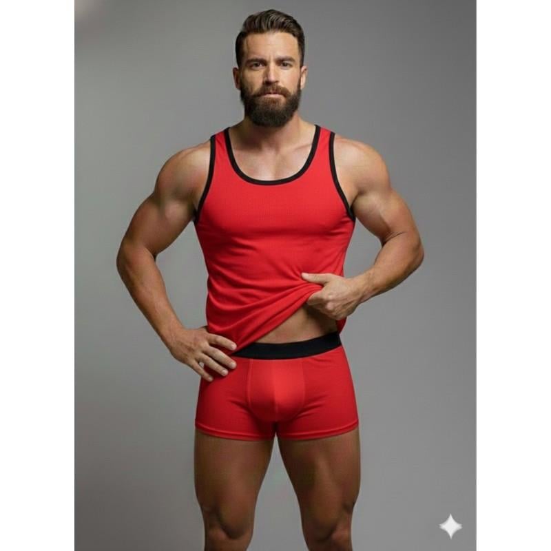 erkek-kirmizi-tank-top-boxe-18785-1.jpg Erkek Kırmızı Tank Top Boxer Takımı - Görsel 1