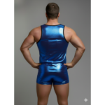 Erkek Mavi Lame Tank Top Boxer Takım - Görsel 2