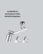 Esnek 1080° Musluk Başlığı 3 Eklemli Hareketli Su Modlu Lavabo Aparatı - Görsel 3