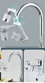 Filtreli Kireç Hapsedici Robotik Kol Musluk Başlığı - Mutfak Banyo Musluk Uzatma Aparatı Ucu - Görsel 2