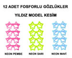 Fosforlu Yıldız Model Glow Parti Gözlüğü Karanlıkta Yanan Gözlükler 12 Adet - Görsel 3
