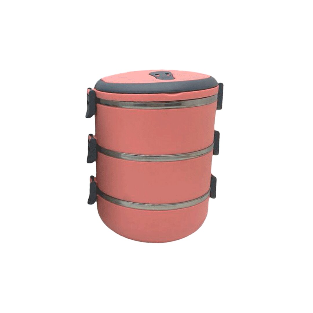 freshbox-koyu-pembe-3lu-22513-1.jpg Koyu Pembe 3'lü Çelik Sefer Tası - 1.8 Litre - Görsel 1