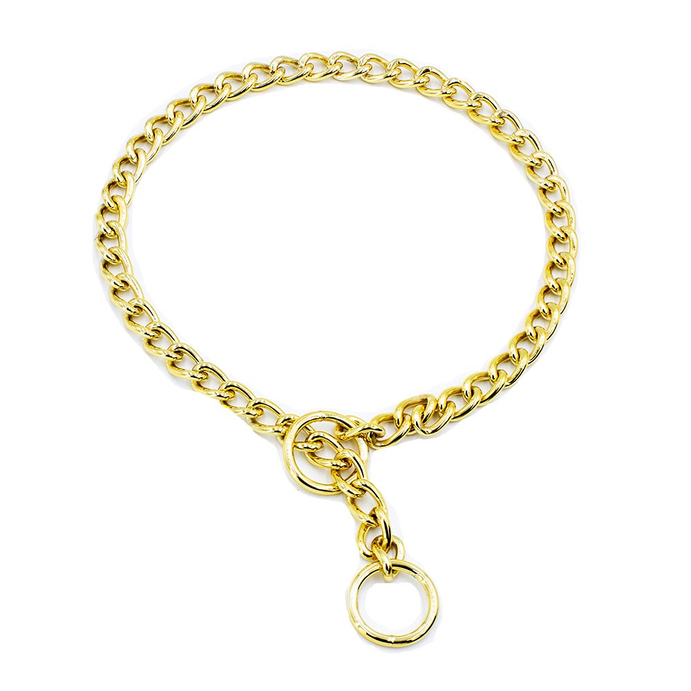 gbzt50goldplated-jpg1610192357.jpg Eğitim Serisi Zincirli Köpek Boyun Tasması 3,5x55 cm - Gold - Görsel 1