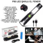 Watton WT-601 Geniş Açılı P50 LED Şarjlı El Feneri