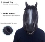 Gerçekçi At Kafası Maskesi Siyah Renk - Görsel 3