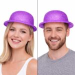 Glitter Simli Melon Şapka 9lu Set - 9 Renk Parti ve Kostüm Şapkası - Görsel 2
