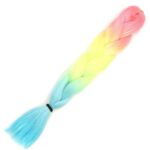 Simli Fuşya / Neon Sarı / Açık Mavi Ombreli Örgülük  100 Gr.