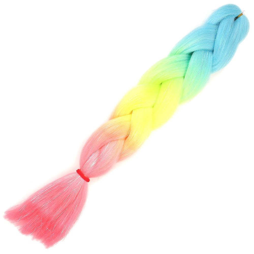 gpm11.jpg Simli Açık Mavi / Neon Sarı / Pembe Ombreli Örgülük 100 Gr. - Görsel 1