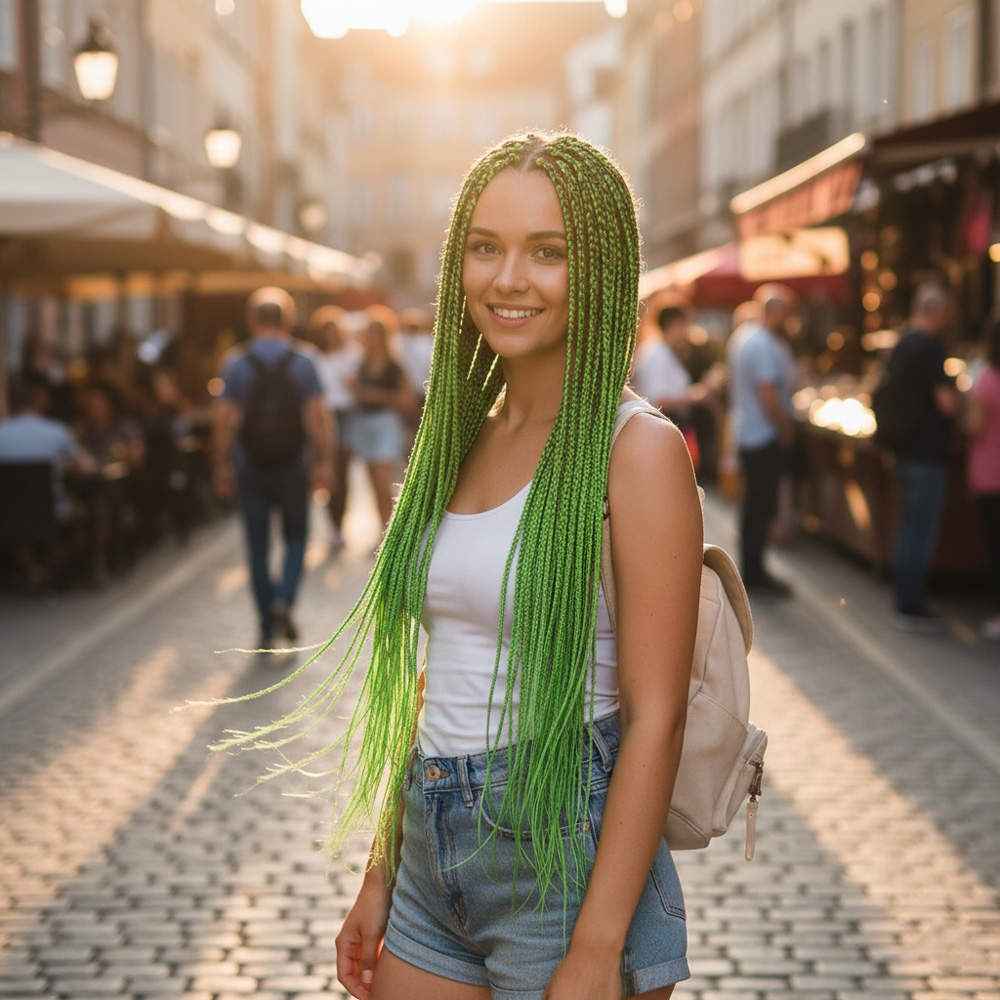 green2a.jpg Afrika Örgüsü Ve Rasta İçin Sen / Neon Yeşil - Görsel 1
