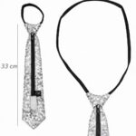 Gümüş Renk Pul Payetli Işıltılı Parti Kravatı 33 cm - Görsel 2