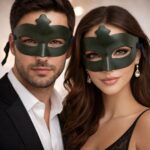 Haki Yeşil Gizemli Masquerade Maskesi - Görsel 2