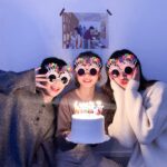 Happy Birthday Yazılı Pembe Fuşya Renk Pembe Pastalı Parti Gözlüğü 12x7 cm - Görsel 3