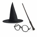 Harry Potter Tarzı Çuk Seti (Siyah Keçe Şapka, Asa, Gözlük) - Görsel 4