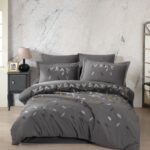 Çift Kişilik Poplin Premium Nakışlı Nev Lidia Gri