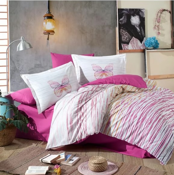hobby-kingsize-poplin-nevresim-arella-oranj-17059.jpg Kingsize Poplin Nev Eldora Fuşya - Görsel 1