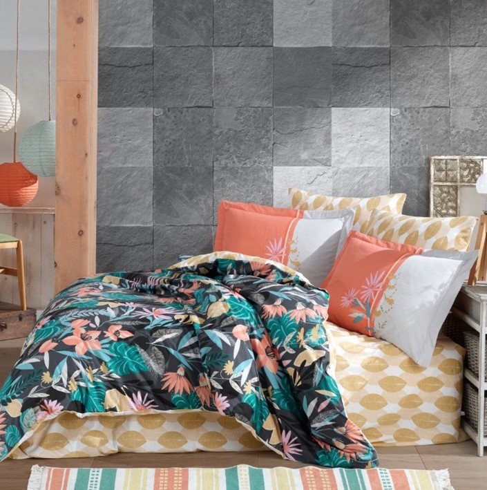 hobby-kingsize-poplin-nevresim-monstera-fusya-17061.jpg Kingsize Poplin Nev a Oranj - Görsel 1