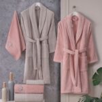 Line - Pamuklu Bornoz Seti - Pembe K. Bej