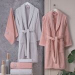 Line - Pamuklu Bornoz Seti - Pembe Gri