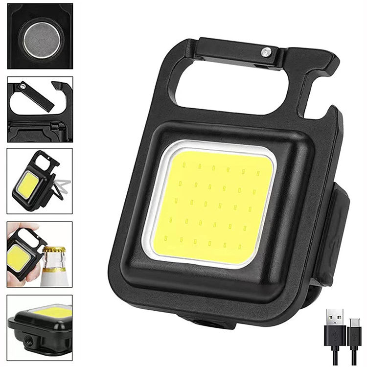 hs-37-led-anahtarlikli-cep-b-14440-1.jpg HS-37 Led Anahtarlıklı Cep Boy Cob Led Metal Kasa Mıknatıslı Şişe Açacağı Usbli Şarj Edilebilir El Feneri - Görsel 1