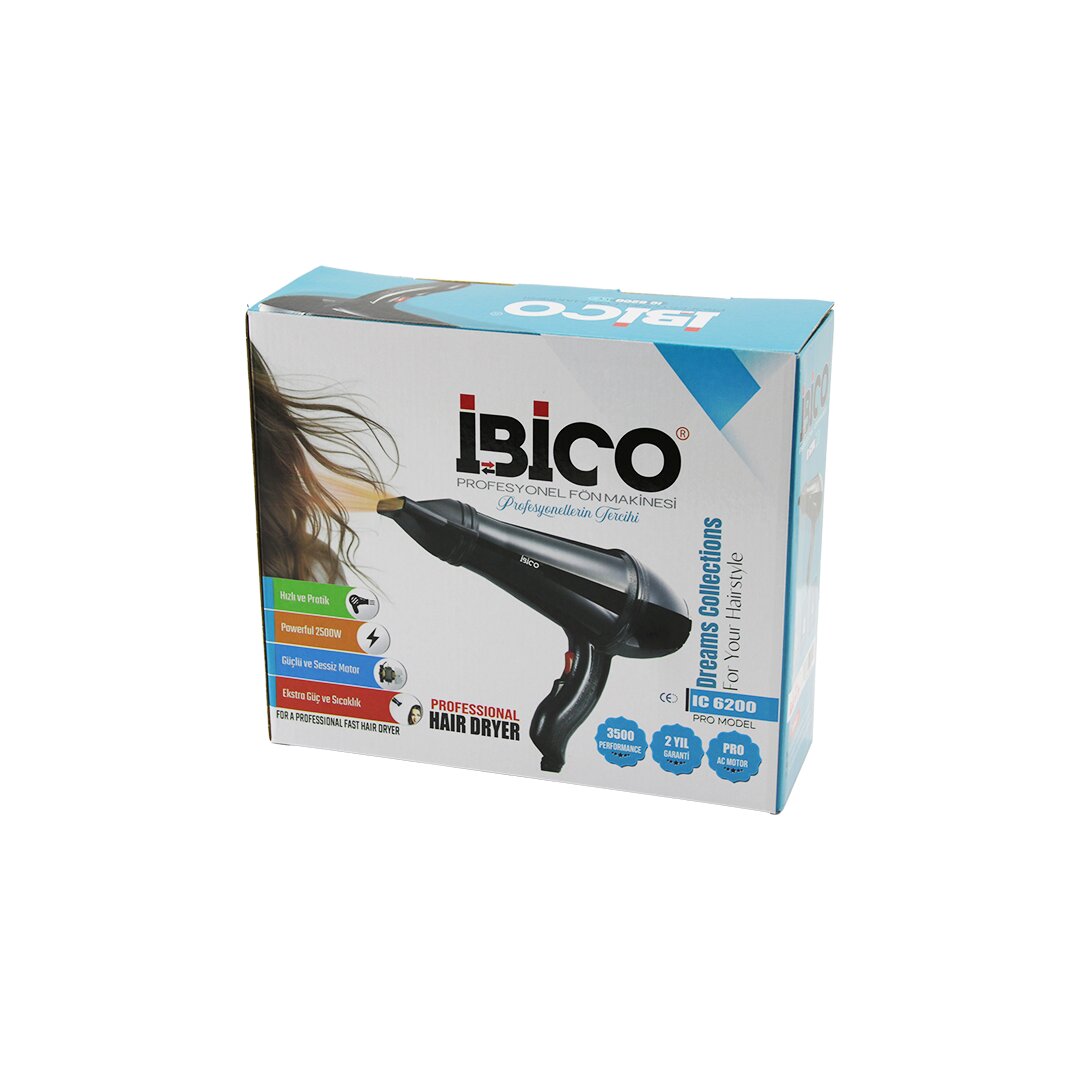ibico-ic-6200-profesyonel-sa-22845-1.jpg 2500W Profesyonel Fön ve Saç Kurutma Makinesi - Görsel 1