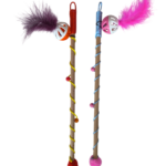 Karamel Sesli Toplu Tüylü Kedi Oltası 40-50 cm Renkli