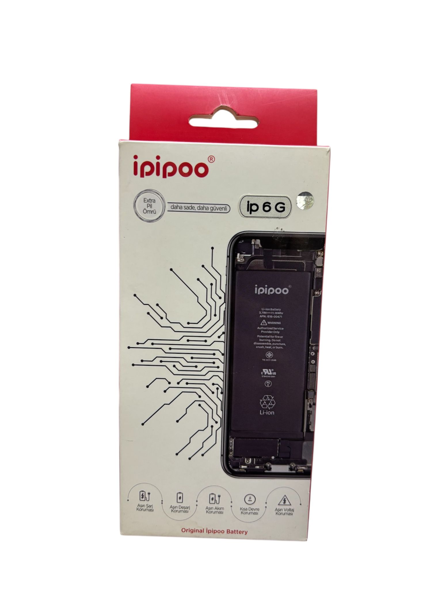 ipipoo-apple-iphone-6-batarya-18065-1.jpg iPhone 6 Uyumlu Yüksek Kapasiteli Batarya - 1810 mAh - Görsel 1