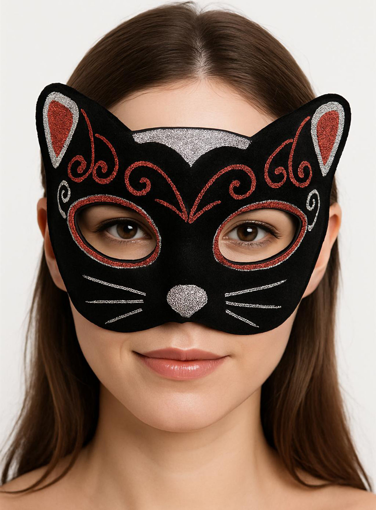 kadife-dokulu-sim-detayli-isiltili-kedi-maskesi-kirmizi-gumus-20-resim-5121.jpg Kadife Dokulu Sim Detaylı Işıltılı Kedi Maskesi Kırmızı Gümüş 20x13 cm - Görsel 1