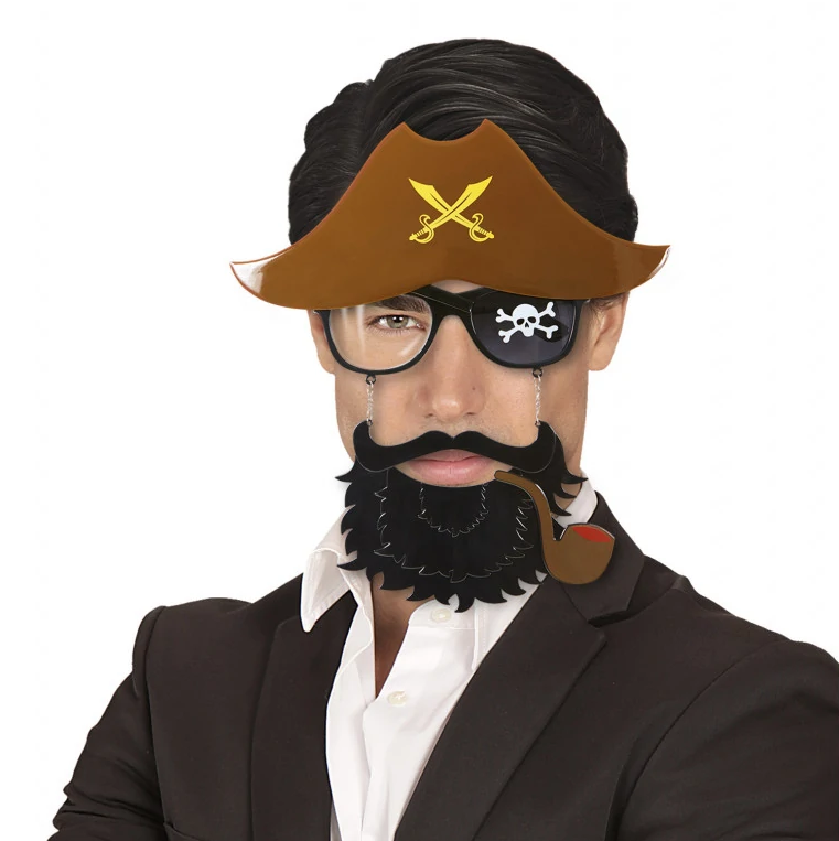 kahve-renk-sapkali-siyah-sakalli-pipolu-jack-sparrow-denizci-kor-resim-4553.png Kahve Renk Şapkalı Siyah Sakallı Pipolu Jack Sparrow Denizci Korsan Gözlüğü 24x25 cm - Görsel 1
