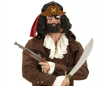 Kahve Renk Şapkalı Siyah Sakallı Pipolu Jack Sparrow Denizci Korsan Gözlüğü 24x25 cm - Görsel 3