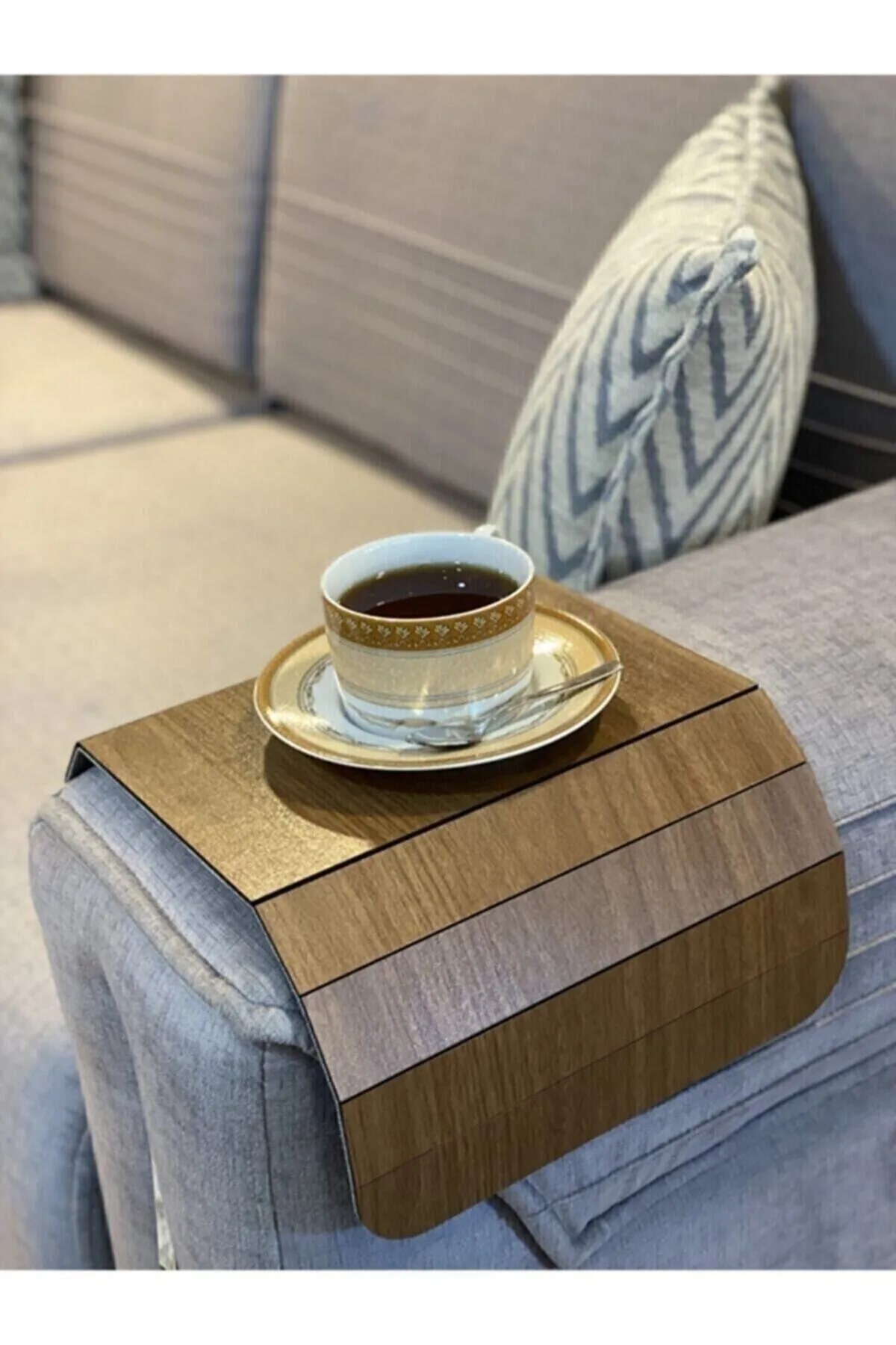 kahverengi-6034-1.jpg Kahverengi Koltuk Kenarı Ahşap Kaymaz Tepsi - Görsel 1