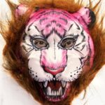 Kahverengi lı Pembe Yüz Kurt Maske Kaplan Maske Mega Peluş 26 No